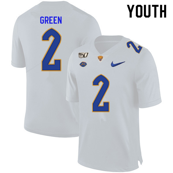 2019 Youth #2 David Green Pitt Panthers College Football Jerseys Sale-White
